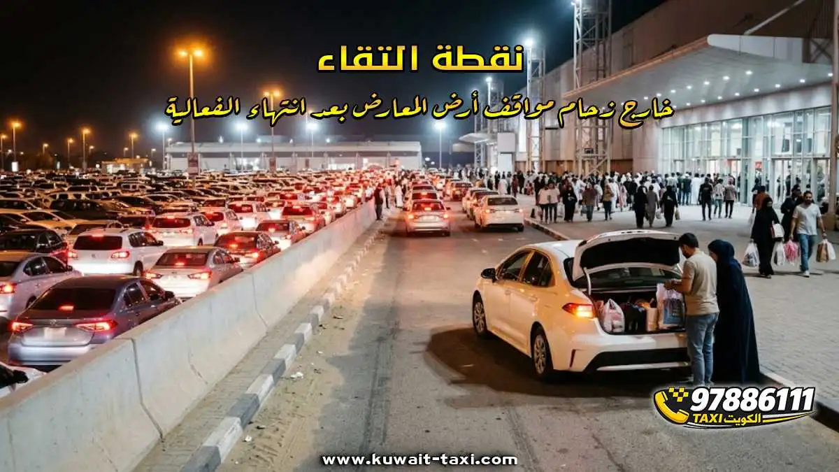نقطة التقاء خارج زحام مواقف أرض المعارض بعد انتهاء الفعالية
